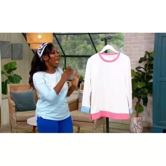 Sport Savvy Women's XS French Terry Colorblock Sweatshirt Tunic White A472267 - Picture 1 of 6